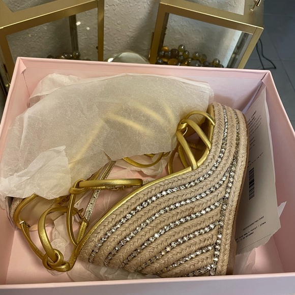 Sophia Webster Gold Wedge Sandals with Braided Straps - Picture 5 of 6